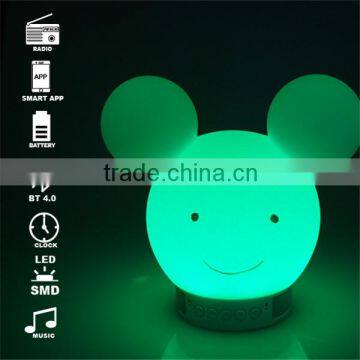 PE white plastic housing color changing led lighting mice smart decor speaker