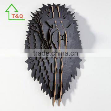 DIY Wooden Lion Trophy Animal Head 3D Wooden Animal Wall Decoration photo-3