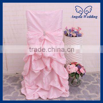 CH003RA Elegant fancy universal ruffled wedding light pink gathered chair cover