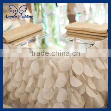 CL018A Cheap Hot sale fancy elegant polyester rectangular ivory wedding petal taffeta table cloth