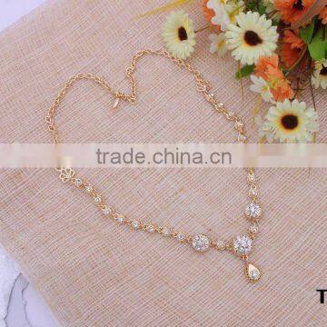 Girls gold necklace with crystal stone wholesale