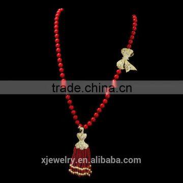 fashion long red necklace with pendant