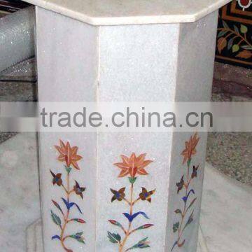 White Marble Inlay Table Base