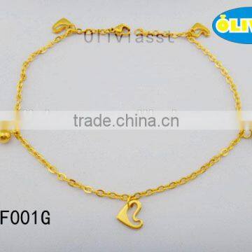Olivia Jewelry Stainless Steel Gold Plated Anklet With Fashion Heart Pendant For Women