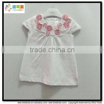 BKD high quality handmade flower baby clothes with white baby dresses