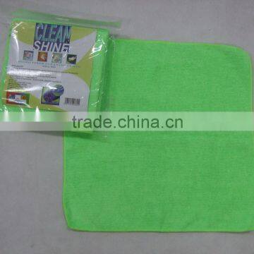 80%polyester 20% polyamide microfiber towel absorbed towel in color paper packing green color clean cloth