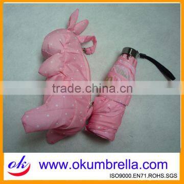 Mini 5 folding umbrella with rabbit shape case