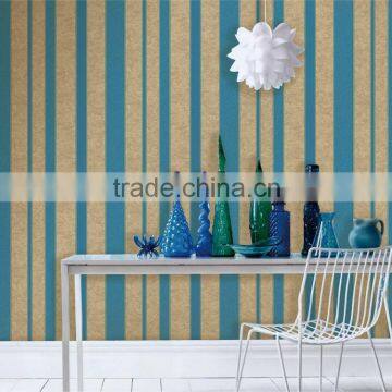 2014 hot sale blue striped pvc wallpaper stocklot