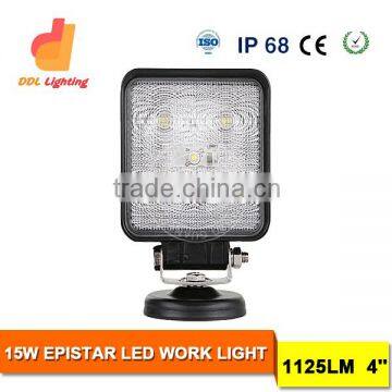 Super bright 4X4 led work light offroad 15W Square lamp 6500K auto led work light