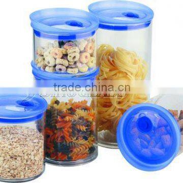 SINOGLASS 5 pcs air tight lid round borosilicate glass storage jar sets