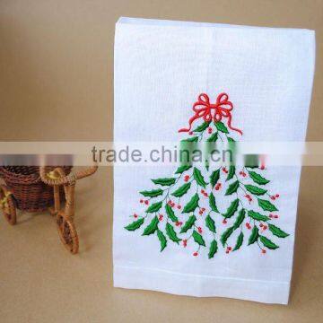 Machine embroidery linen guest towel