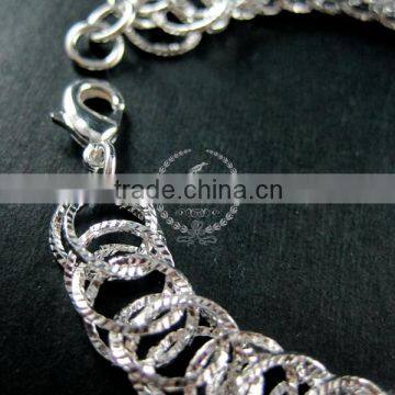 19cm Silver Plated Brass Faceted Round Circle Link Fashion DIY Bracelet Supplies 1900074 photo-2