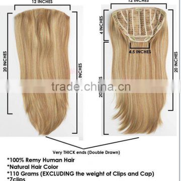 Human Remy Hair Of Half Wigs With Clips On Every layers -