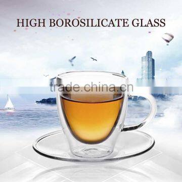 high borosilicate double wall wholesale coffee cup set for 80ml