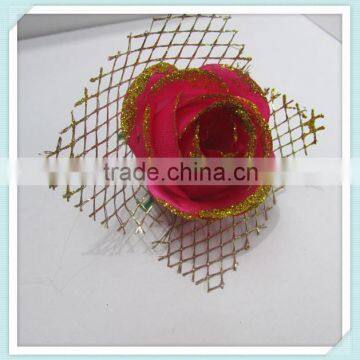 2014 fashion artificial silk peal glitter rose flower heads(AM-F-014)