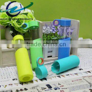 1PC Creative Glass Water Bottle Drinkware Transparent Glass Bottles Silicon Cup Sleeve photo-5