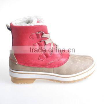 Cheap Snow Boots with lace up style red upper