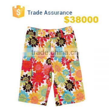 2015 New Fashion Children Kids Clothing Boys 100% Cotton Casual Sport Colorful Floral Printing Beach Shorts Half Pants Trousers