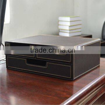 Wholesale Office Stationery, Drawer Storage Box, Black Leather Pencil Case
