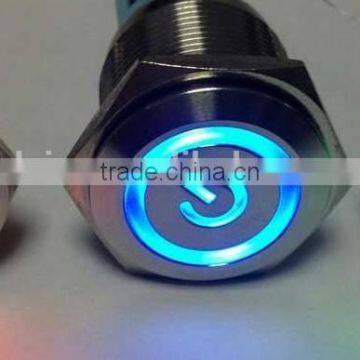GQ22-11EP 22mm Power Logo Illumination Flat Shape Stainless Steel Solder Terminal Push Button Switch photo-3