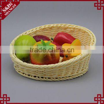 Cusotm size oblique mouth design 100% hand woven fruit vegetable plastic wicker basket