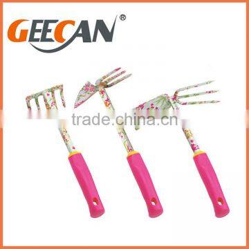 Carbon Steel Material Garden Tool Set With Plastic Handle Floral Printing Garden Shovel,fork,rake photo-2