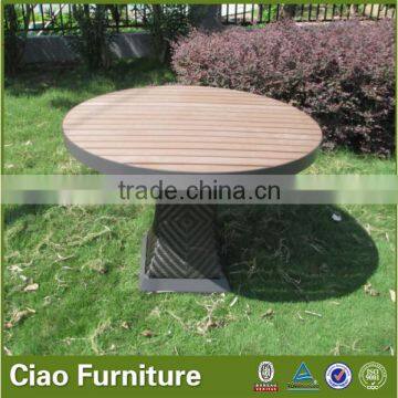 Patio furniture garden coffee set teak wooden table and rattan chair