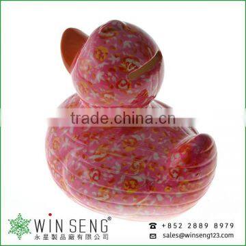 Cheap Coin Box Lovely Design Flower Patterns Duck Shaped Ceramic Animal Piggy Bank photo-3