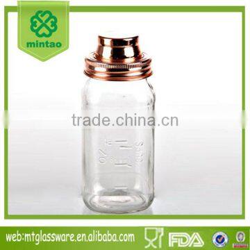 22oz machine made glass bottle decorative jars mix glass rose gold lid shaker