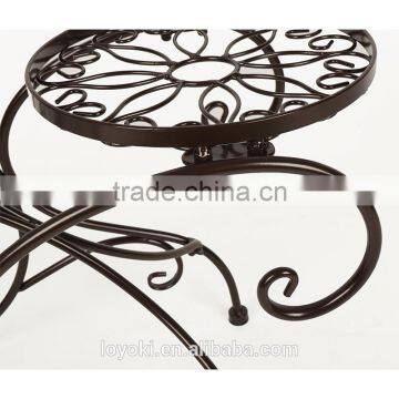 Handicraft Garden Decor Plant Pot Display Retro 3-tier Classic Flower Stand With Modern "S" Design Iron Plant Pot Trays photo-5