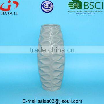 Stylish Wave Textured Design glazed grey Ceramic vase for decoration