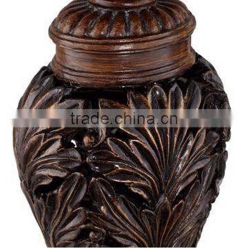 Antiqued Carved Pillar Candle Holder Set of 2 For Home Decor photo-3