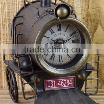 COPPER METAL TRAIN SHAPE TABLE TOP CLOCK