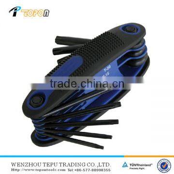 Hand tool double blister pack Black oxide finish carbon steel material Folding Torx Key Wrench Set