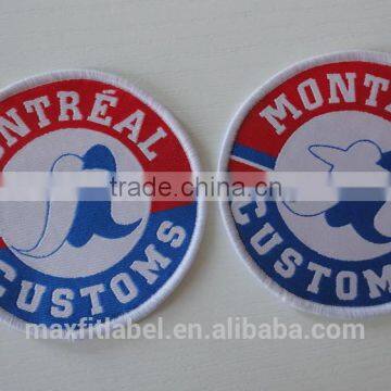 Custom woven patch for garments sew on laser cut border