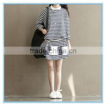 Polo Shirt Design Winter Korean Striped Dresses New Fashion Lady Dress photo-2