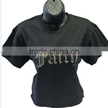 Faith Silver Rhinestone Black Fashion T-Shirts