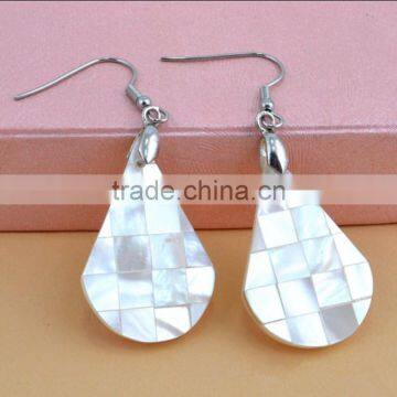 White droptear shape mosaic earrings droptear puau shell earrings jewelry luxury shell earrings jewelry