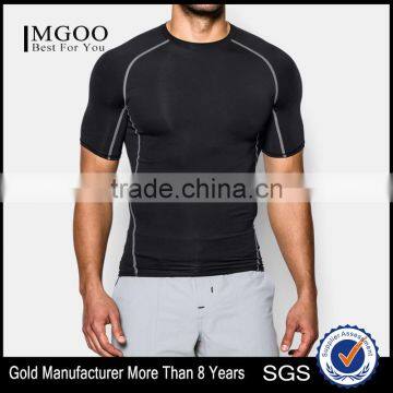 Stretchy Polyester Spandex Material Fabric Tee Summer Fast Dry Stretch Sport Short Tshirt Customizable Sport Outer Tight Wear