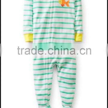 TinaLuLing Brand Green Blue Fish Cartoon cotton footed pajamas