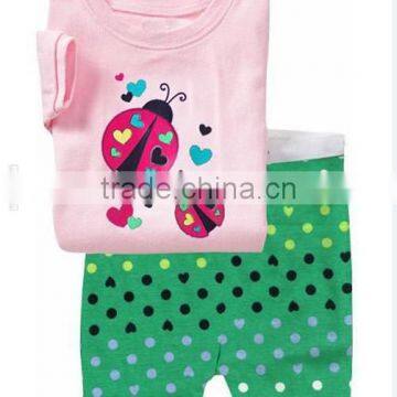 girls cute and lovely ladybug printed pajamas suits kids sleepwear