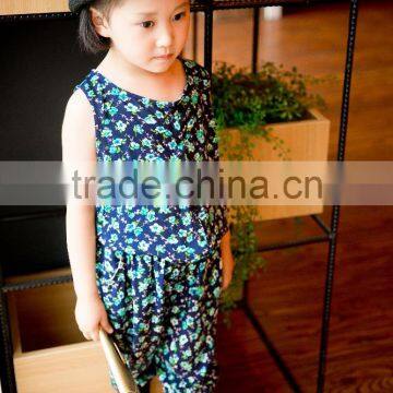 fashion girl sleeveless dress set chifon blouse set for baby girl printed flower dress vacation dress set