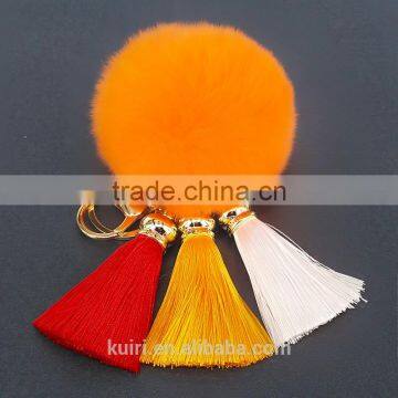 Fashion Tassel Pom Pom Fur Ball Keychain Wholesale Fur Pompoms Tassel Bag Charm 114A photo-4