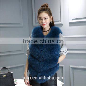 2016 New Arrival Full Pelt Fox Fur Gilet Women Fashion Whole Skin Fox Fur Vest Factory Wholesale Retail OEM Low Discount