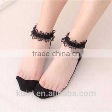 WS-48 Woman Japanese Sweet Lace Flowers Ultra-Thin Crytstal Silk Transparent Upper Cotton Bottom Princess Socks Ladies photo-4