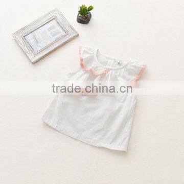 S33569W 2017 Fashion Baby Girls Clothing Cute White Lace Floral Ruffle Shirts photo-3