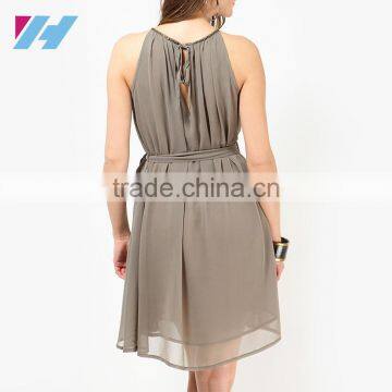 Korean Advanced Fashion Apparel Wholesale Women Summer Skater Dresses photo-4