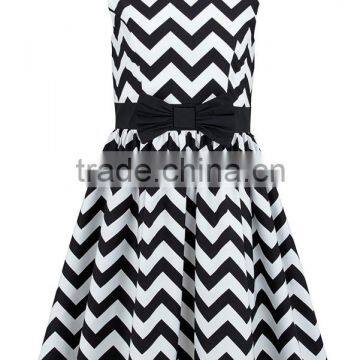 kids girls evening dresses Girls Prom Dress in Monochrome Chevron Stripes stylish zigzag full skirt vintage charm dress