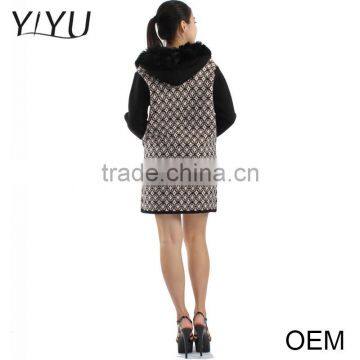 European Fashion Winter Jacquard Fur Collar Zipper Women Cardigan Sweater photo-3