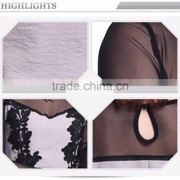 Odm Services Blending Transparent Collar Ladies Smart Casual Lace Dress photo-6
